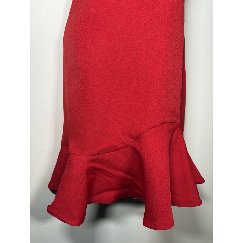 New TCEC Red‎ One Shoulder Ruffle Dress Size Large - Picture 3 of 9